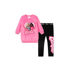 Patpat Barbie Plush Embroidered Heart print Long-sleeve Top or Tight Leggings pink