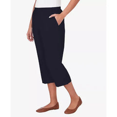 Alfred Dunner Womens Classic Button Hem Denim Capri Pant, Comfortable Stretch Jean Capris