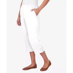 Alfred Dunner Womens Classic Button Hem Denim Capri Pant, Comfortable Stretch Jean Capris