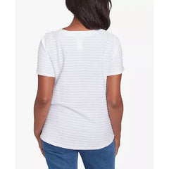 Alfred Dunner Petite Classics Solid Textured Short Sleeve T-Shirt