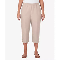 Alfred Dunner Womens Classic Button Hem Denim Capri Pant, Comfortable Stretch Jean Capris