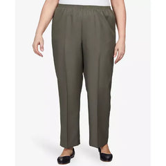 Alfred Dunner Plus Size Classic All Around Elastic Waist Accord Short Length Pants, Olive