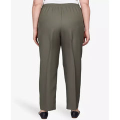 Alfred Dunner Plus Size Classic All Around Elastic Waist Accord Short Length Pants, Olive
