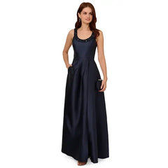 Adrianna Papell Women's Embellished-Neck Sleeveless Gown, Perfect for Elegant Evenings