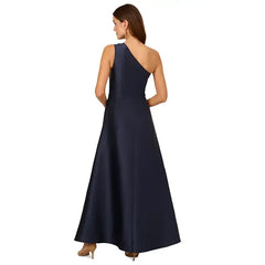 Adrianna Papell Womens Embellished One Shoulder Sleeveless Ballgown, Glamorous and Elegant Style for Formal Events, Midnight