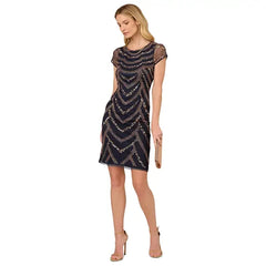 Adrianna Papell Women's Beaded Cap Sleeve Sheath Dress for Elegant and Sophisticated Style