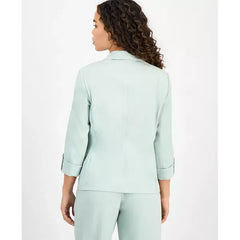 Anne Klein Womens 3/4 Sleeve Crepe Blazer with Roll Tab Detail