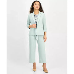 Anne Klein Womens 3/4 Sleeve Crepe Blazer with Roll Tab Detail