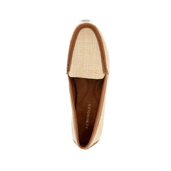 Aerosoles Womens Over Drive Round Toe Loafer Flats, Comfortable Stylish Slip On Shoes, Natural Raffia