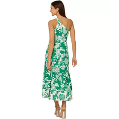 Adrianna Papell Womens Printed One Shoulder Midi Dress, Elegant and Flattering Style for Special Occasions