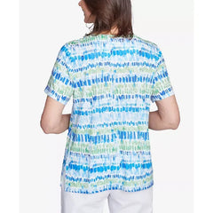 Alfred Dunner Petite Parrot Cay Tie Dye Chicklet Top , Cobalt Multi