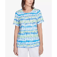 Alfred Dunner Petite Parrot Cay Tie Dye Chicklet Top , Cobalt Multi