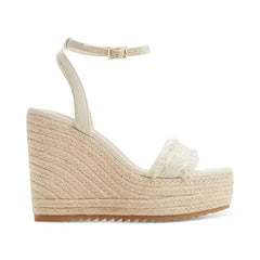 ALDO Women's Aberitram Two-Piece Espadrille Wedge Sandals, Comfortable Stylish Wedges , White Woven