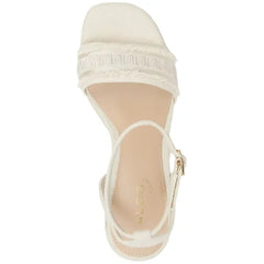 ALDO Women's Aberitram Two-Piece Espadrille Wedge Sandals, Comfortable Stylish Wedges , White Woven