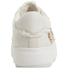 ALDO Women's Beachvibes Embellished Lace-Up Sneakers, Trendy and Comfortable, Ivory Denim