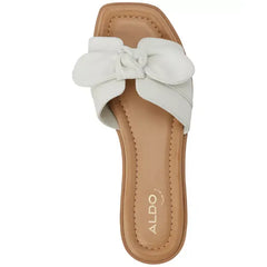 ALDO Womens Lavinia Knot Trim Slide Flat Sandals, Chic and Comfortable Flats, White, Size 11M