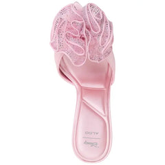 ALDO x Disney Womens Auroramule Ruffle High Heel Dress Sandals, Elegant Heels , Light Pink Satin