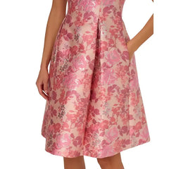 Adrianna Papell Women's Floral Jacquard Fit and Flare Dress for Elegant and Feminine Occasion Wear , Pink Multi