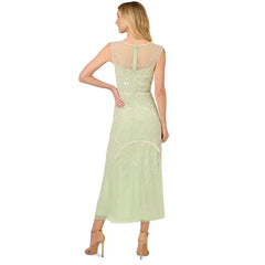 Adrianna Papell Womens Embellished Sleeveless Midi Dress, Elegant Party or Special Occasion Outfit