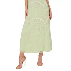 Adrianna Papell Womens Embellished Sleeveless Midi Dress, Elegant Party or Special Occasion Outfit