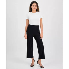 Anne Klein Petite Mid Rise Cropped Wide Leg Pants, Comfortable Stylish Everyday Wear