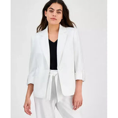 Anne Klein One Button Roll Tab Sleeve Blazer, Regular and Petite Fit