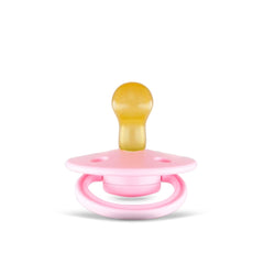 Rebael Mono Newborn Dummies 0-6 Months - Comforting Natural Rubber Round Pacifier, Safe and Easy to Sterilise Baby Soothers - 1 Pack Newborn Essentials | Sweet Pink