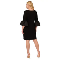 Adrianna Papell Womens Gathered Waist Bell Sleeve Dress, Elegant Daytime or Special Occasion Outfit