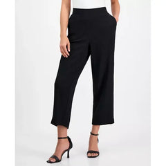 Anne Klein Petite Textured Pull On Mid Rise Wide Leg Pants, Comfortable Stylish Everyday Wear