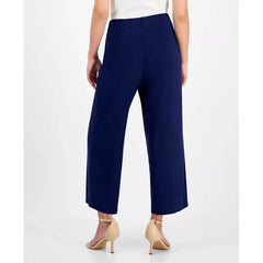Anne Klein Petite Mid Rise Cropped Wide Leg Pants, Comfortable Stylish Everyday Wear