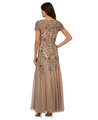 Adrianna Papell Plus Size Floral-Beaded Gown, Perfect for Elegant Events