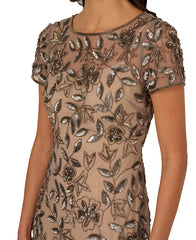 Adrianna Papell Plus Size Floral-Beaded Gown, Perfect for Elegant Events