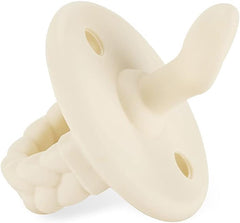 Itzy Ritzy Sweetie Soother Silicone Orthodontic Pacifiers with Collapsible Handle & Two Air Holes for Added Safety, Set of 2 in Buttercream & Toast, for Ages 0-6 Months