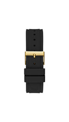 GUESS US Women's Clear Gold-Tone and Black Silicone Analog Watch