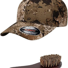 Flexfit Wooly Combed Men's Athletic Stretch Fitted Baseball Cap Bundle with THP Hat & Clothing Brush
