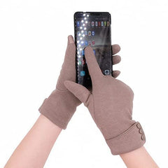 Tomily Womens Touch Screen Phone Fleece Windproof Gloves Winter Warm Wear - Khaki