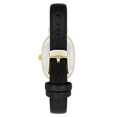 Anne Klein Womens Quartz Oval Black Polyurethane Leather and Gold Tone Metal Alloy Watch, 23mm