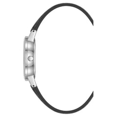 Anne Klein Womens Quartz Black Polyurethane Leather and Silver Tone Watch, 34mm