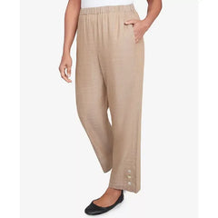 Alfred Dunner Womens Summer Solstice Relaxed Button Detail Ankle Pants , Casual Comfortable Fit