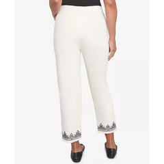 Alfred Dunner Women's Natural Instinct Classic Cuffed Medallion Ankle Pants, Natural