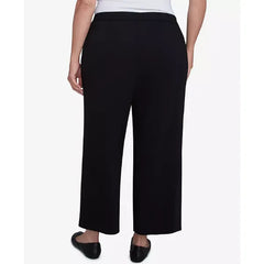 Alfred Dunner Plus Size Natural Instinct Flat Front Relaxed Pull On Ankle Pants, Black