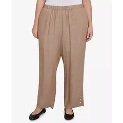 Alfred Dunner Plus Size Summer Solstice Relaxed Button Detail Pull On Ankle Pants