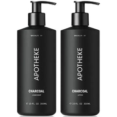 APOTHEKE 2 Pc Charcoal Liquid Soap and Lotion Set