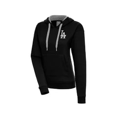 Antigua Women's Black Los Angeles Dodgers Brushed Metallic Victory Pullover Hoodie, Black