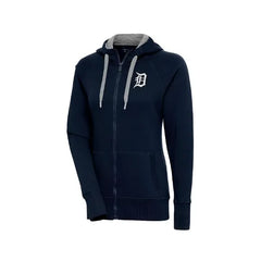 Antigua Women's Navy Detroit Tigers Brushed Metallic Victory Full-Zip Hoodie, Navy