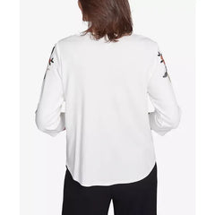 Alfred Dunner Petite Natural Instinct Earthy Floral Embroidered Textured Top, Natural