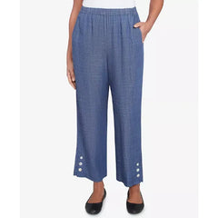 Alfred Dunner Petite Summer Solstice Relaxed Button Detail Ankle Pant