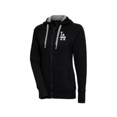 Antigua Women's Black Los Angeles Dodgers Brushed Metallic Victory Full-Zip Hoodie
