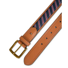 Tommy Hilfiger Men's Prep Striped Ribbon Inlay Casual Belt
