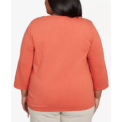 Alfred Dunner Plus Size Floral Embroidered Top, Papaya